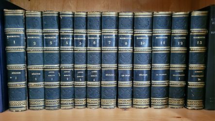 12 Vol Antique 1818 Marmontel Oeuvres Completes French Leather Book Set