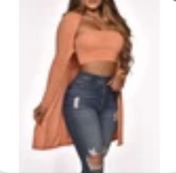 Tangerine ribbed 2 piece top