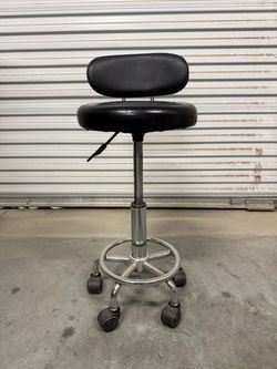 Adjustable Rolling Shop Stool with Backrest