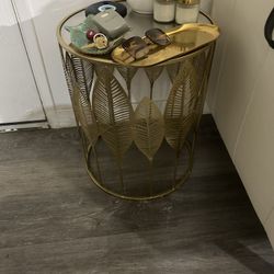 Two Gold Metal End Tables
