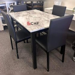 5 Piece  Faux Marble Top Dining Table Set  // Limited Time Offer 