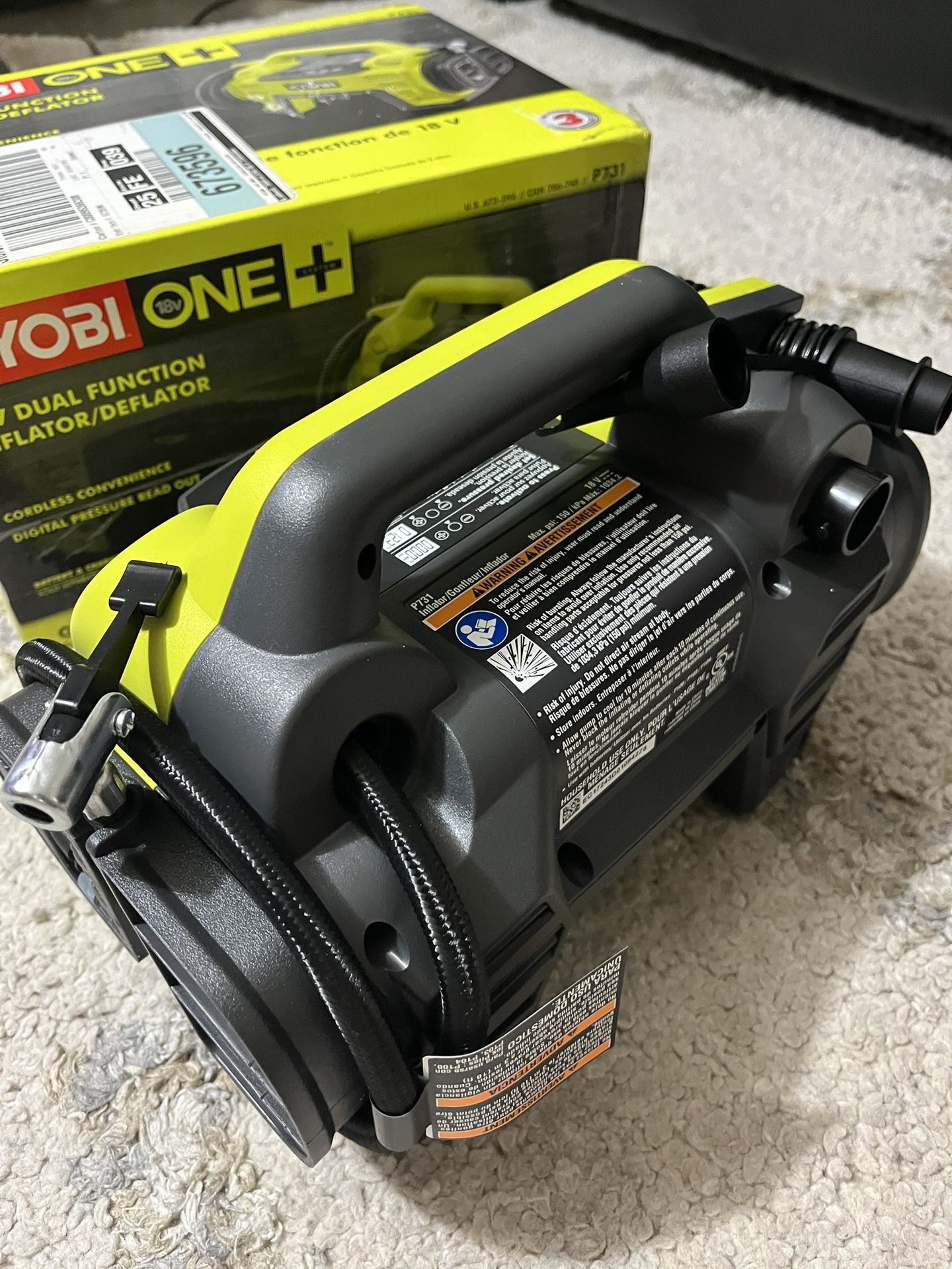 Ryobi P731 One 18v Dual Function Power Inflator/deflator Cordless Air