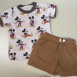 Disney Mickey Mouse & Cat & Jack 12M Outfit Set
