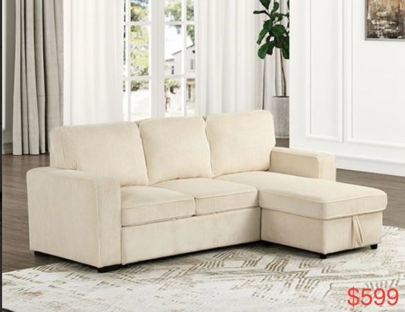 Corduroy Sectional Sleeper With Storage 