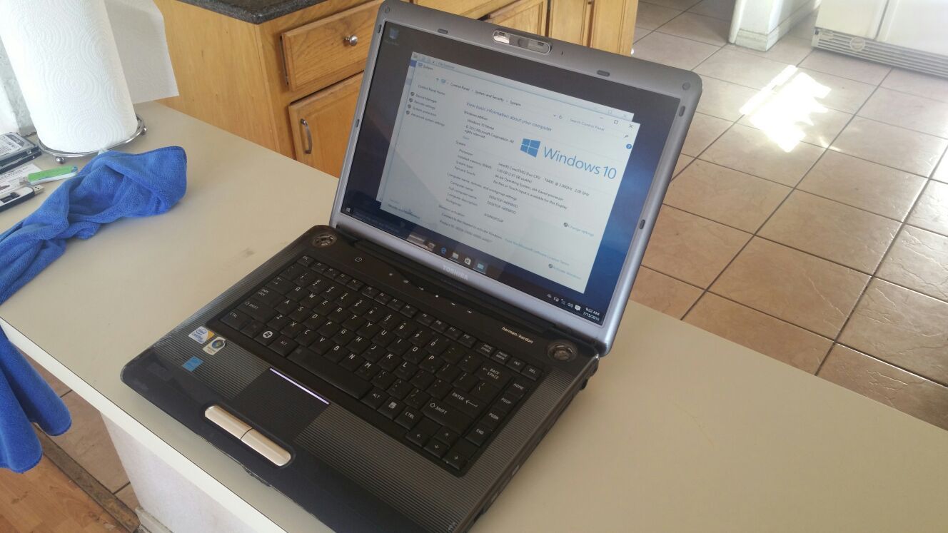 Toshiba Satellite a305 laptop, windows 10, good battery, new charger. Office