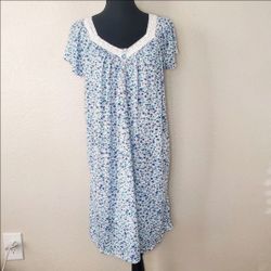 NWT Croft And Barrow Blue/Green Women's Floral Pajama Dress Side: Medium
