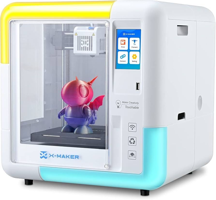 X-MAKER 3D Printer for Kids and Beginners, Fully Assembled High-Speed 3D Printer with Leveling-Free Bed, Wi-Fi Printing, Silent, High Precision Small 