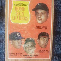 1962 TOPPS BASEBALL CARD MICKEY MANTLE HOME RUN LEADERS 