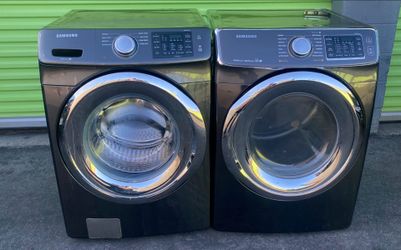 SAMSUNG STEAM EXTRA LARGE FRONT LOAD WASHER AND GAS DRYER