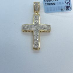 New Gold Diamond Cross Pendant 