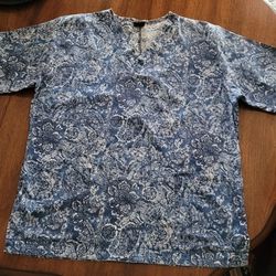 Barco Uniforms- Blue Print Woman's Scrub Top- Medium