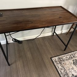 Wooden/Metal Desk w/ Plug