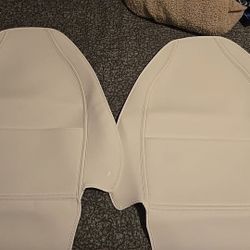 Leather Seat Back Cover White Wear-Resistant Scratchproof For Tesla Model Y 3 S