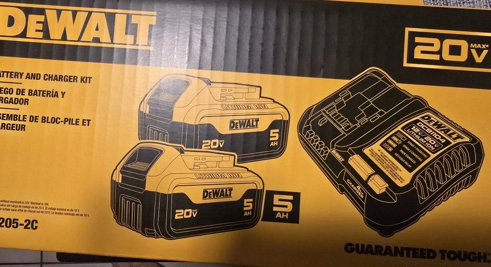 DEWALT 20 -Volt 2 -Pack Lithium-ion ( 5 Ah 5 Ah
Battery and Charger )) NEW Sealed With Warranty 