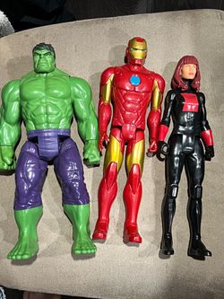 Marvel Avengers Hulk & Iron Man & Black Widow  12” titans Figures Lot of 3