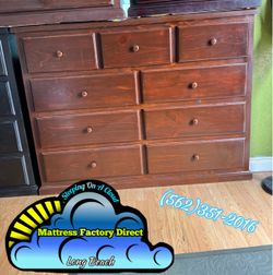 Brown nine drawer dresser chest cajonera cómoda de pino nuevo