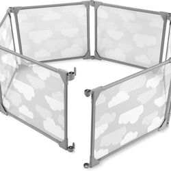 $170 Skip Hop Expandable Baby Gate, Playview Enclosure, Silver Lining Cloud
