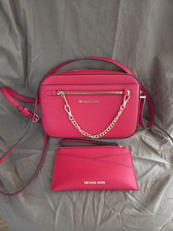 Michael Kors Jet Set Large Saffiano Leather Crossbody Bag with matching Wallet