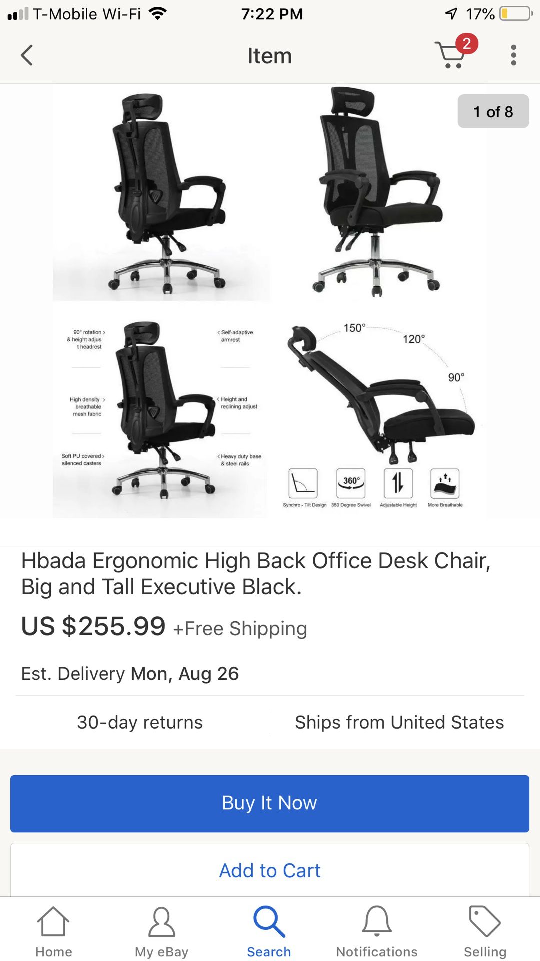 Ergonomic High Back Office Desk Chair, Big and Tall