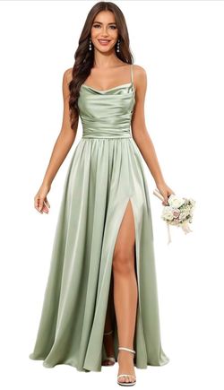 Long Satin Bridesmaid Dresses for Women