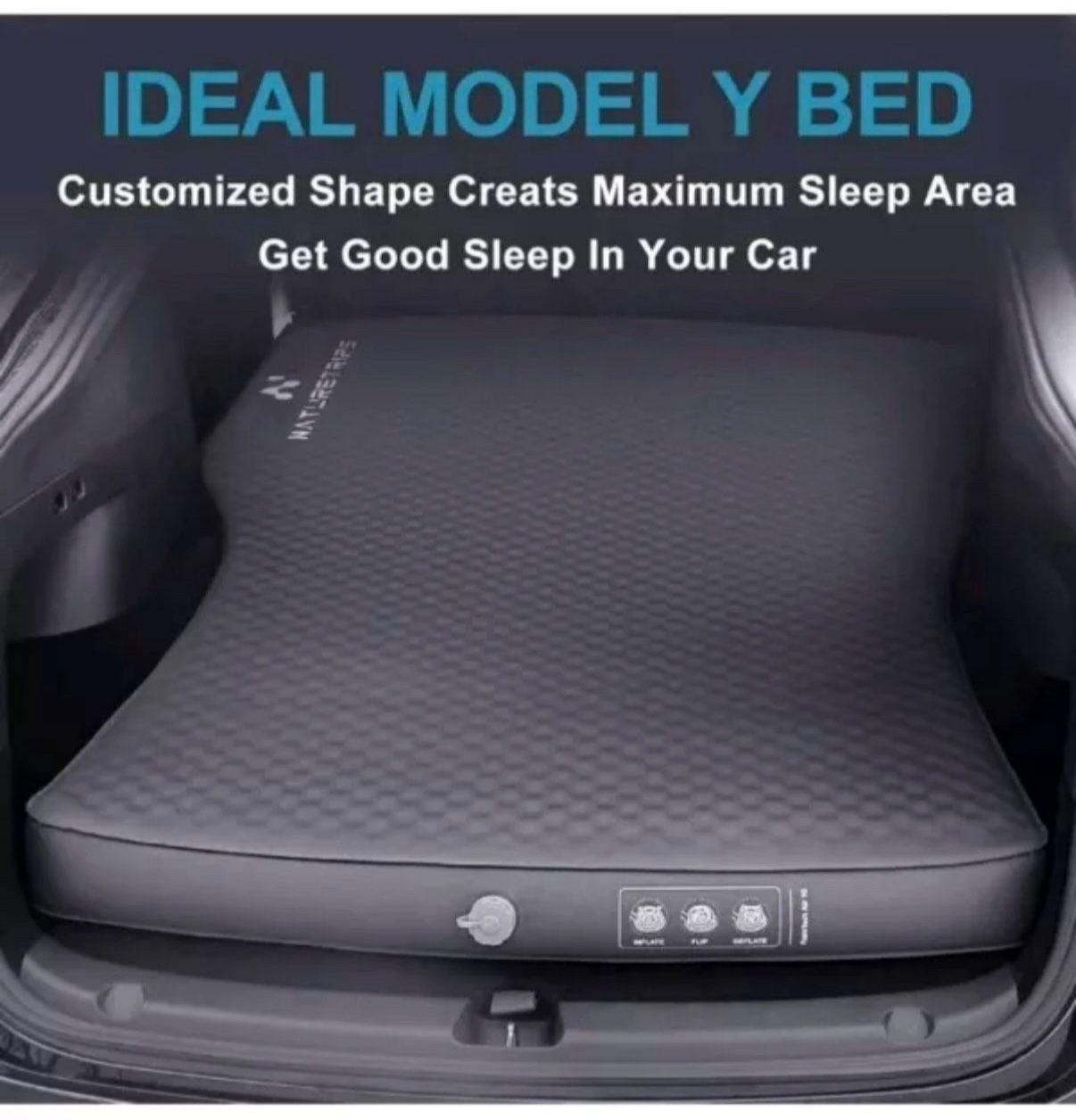 NatureTrips AIR & FOAM Camping Travel Mattress W/ Air Pump | Tesla Model Y