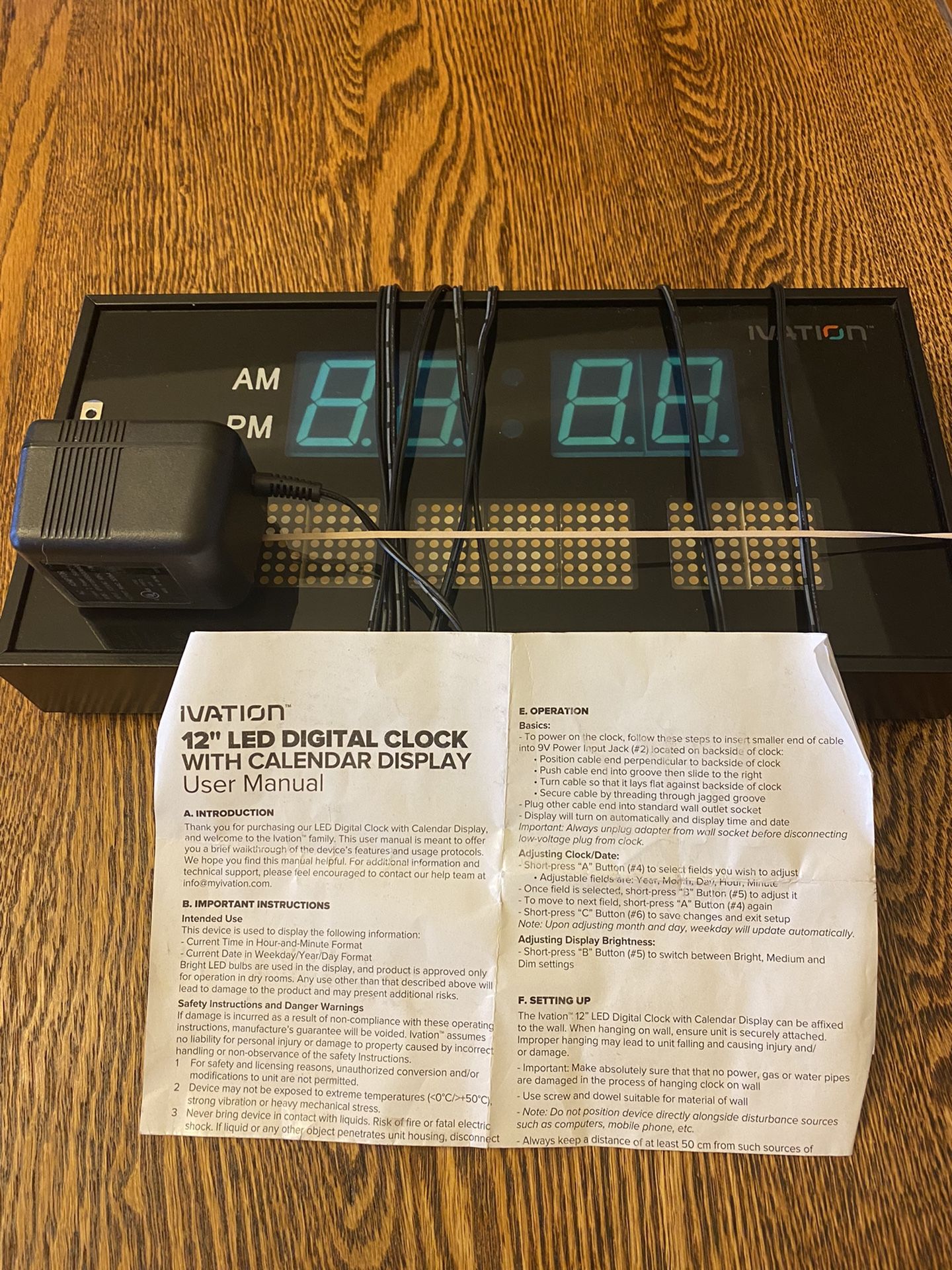 Ivation Oversized Digital Calendar Clock