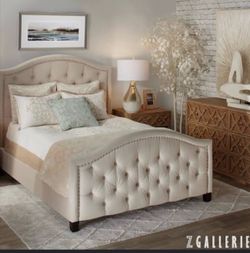 ZGallerie Suede tufted queen size bed
