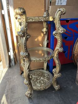 Neoclassical French Gold Gild/W/Glass//Round Table/3Tiers