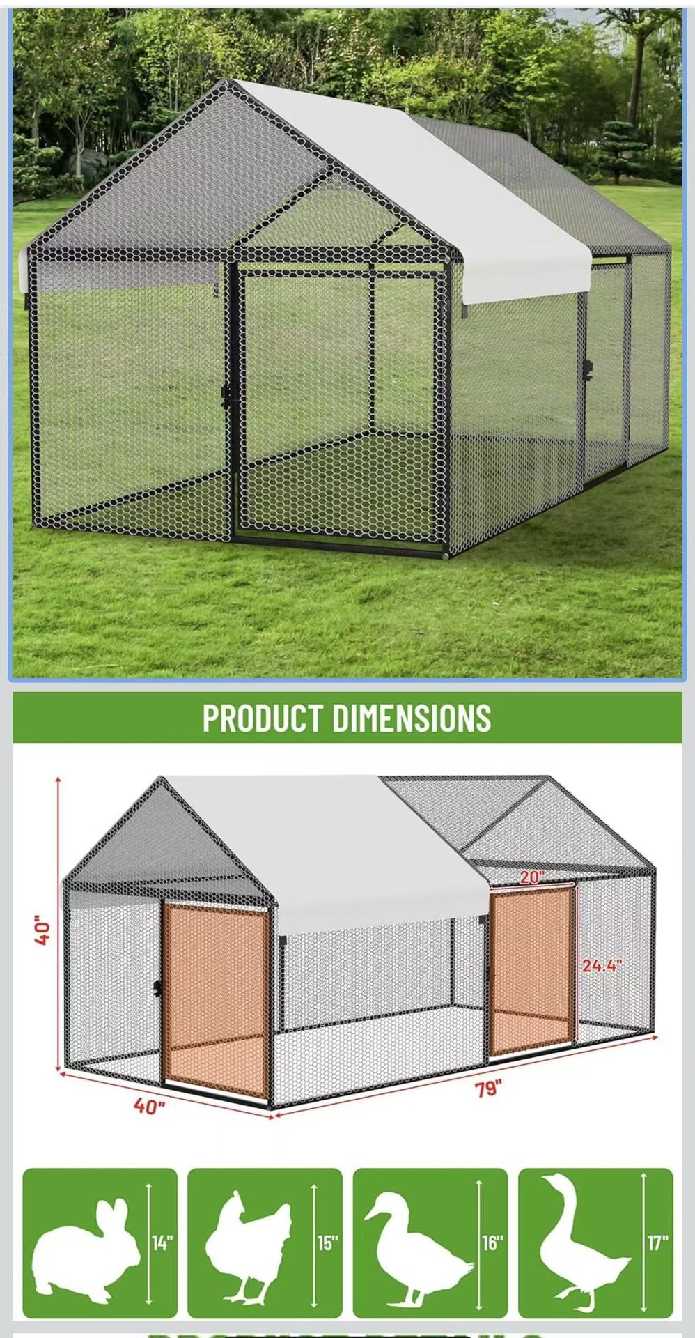 Chicken Coop with Waterproof Cover