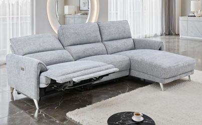 Brand New Grey Super Plush Chenille Power Reclining Sectional Sofa