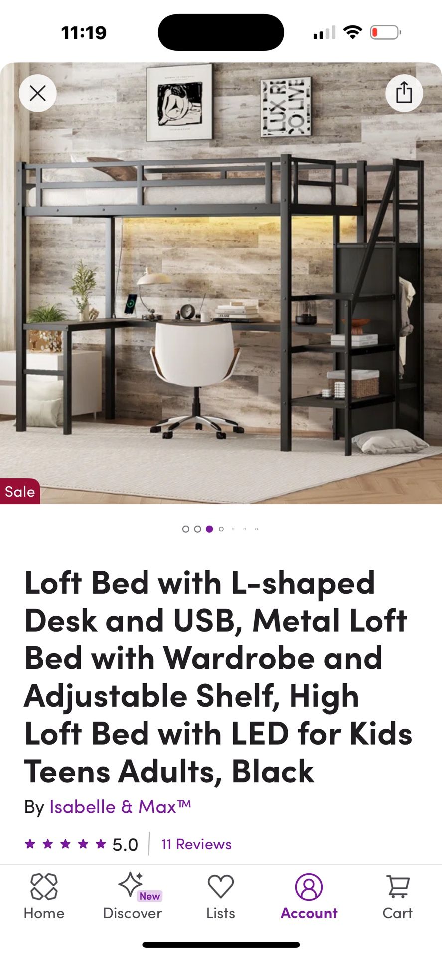 Black loft bed queen Size With Brand New Mattress pad