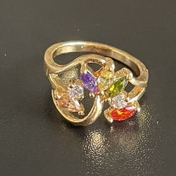 Multicolor Stone 18k Gold Plated Ring Size 4.5