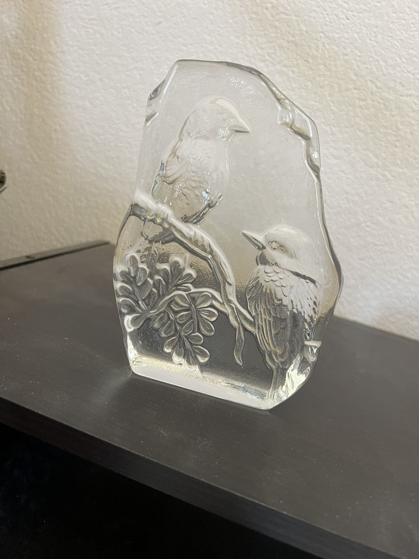 Cristal De France Bird Paperweight Genuine Lead Crystal 24% Reverse Etched 