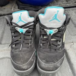Nike Air Jordan 5 V Retro GS Black/Aqua Size 6.5Y 