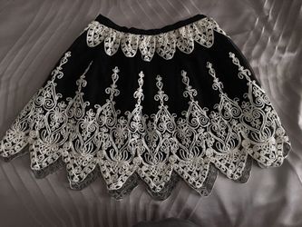 Black Tulle with White Embroidery Skirt ( Size S & L)