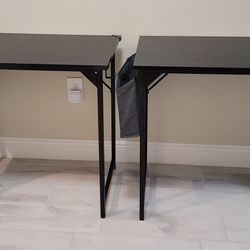 Set Of (2) Black Computer Desks With Storage Bag And Hook