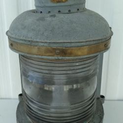 Antique Maritime A Ward Hendrickson Marine Lighting Navigation Lantern Galvanized Steel Dock Light Measuring 21"