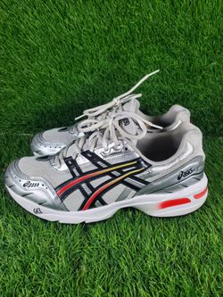ASICS Men's Gel 1090 Running Sneakers White/Red/Black/Silver, Size 9