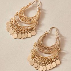 disc charm hollow out drop earrings bohemian indian 
