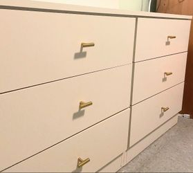 6-Drawer Double Dresser with Gold Handles