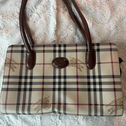 Vintage Burberry Bag Like New-Beige Plaid Print 