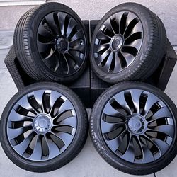 21’ Inch Tesla Model Y Uberturbine Wheels “OEM” Charcoal Gray Pirelli Sport Tires 5x114 Bolt Pattern