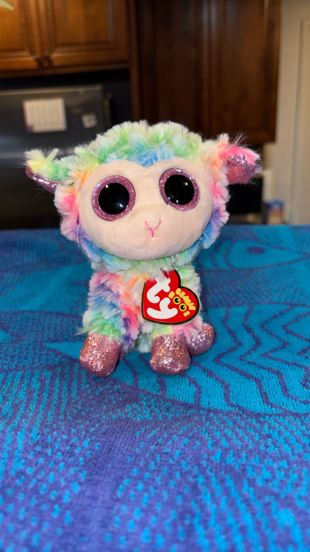 TY beanie, boo, plush toy, tie-dyed, like rainbow colored lamb