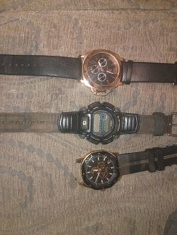 3 types watches, Gshock,guess and akademiks