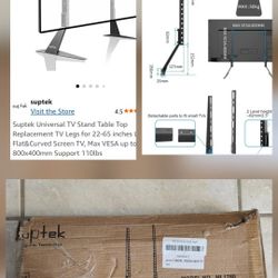 NEW- Suptek Universal TV Stand Table Top Replacement TV Legs for 22-65 inches LCD Flat&Curved Screen TV, Max VESA up to 800x400mm Support 110lbs