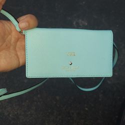 Kate Spade Blue Crossbody Compact Purse Wallet 