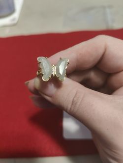 Moonstone Adjustable Crystal Butterfly Ring