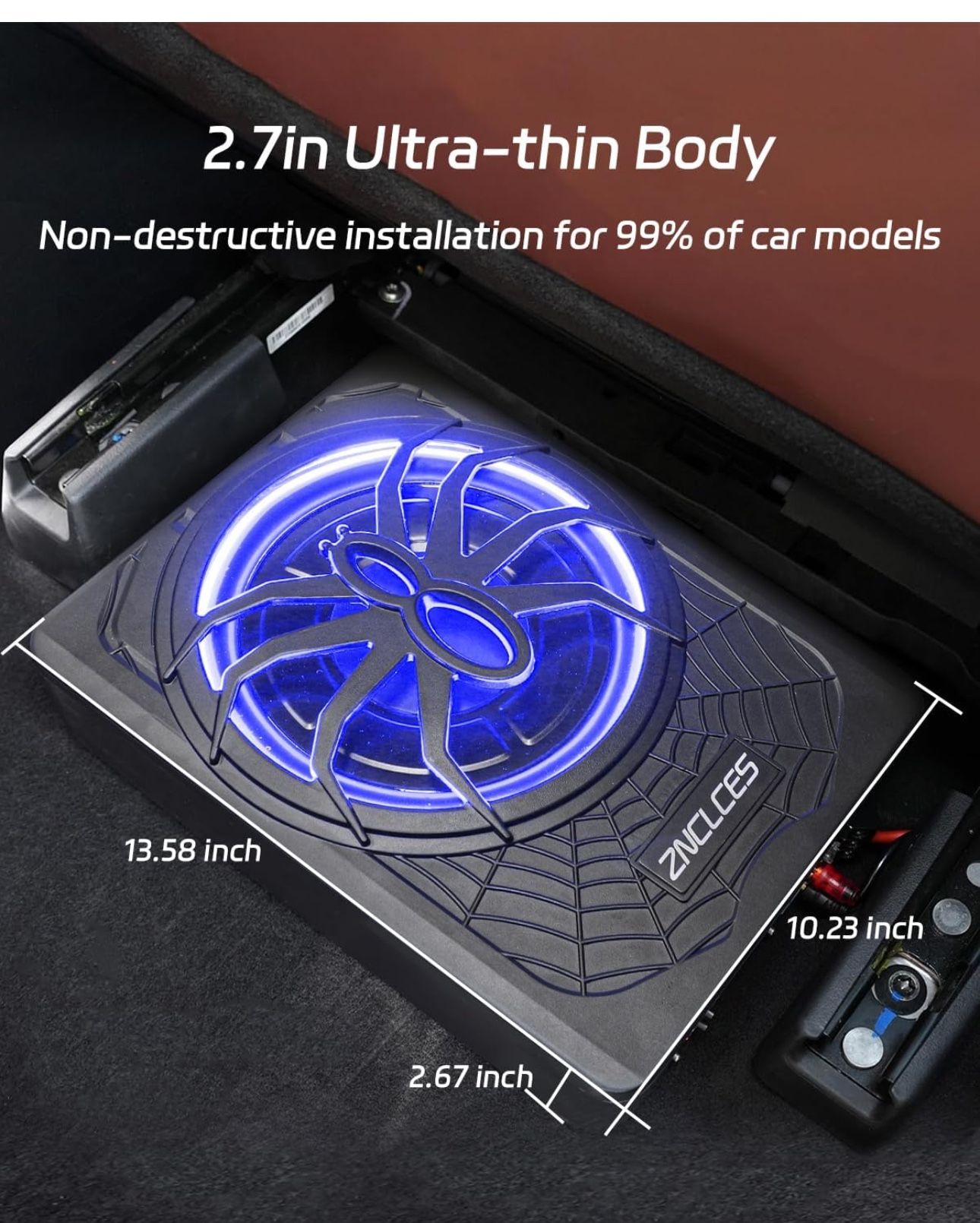 2025 Upgraded 10” 1200W Slim Under Seat Powered Car Subwoofer – Brand New!