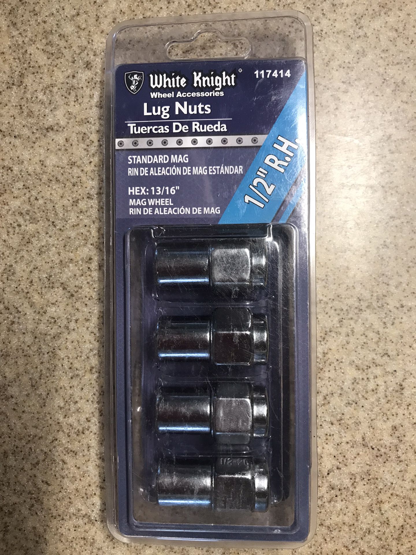 White Knight Wheel Lugs 117414- 1/2” RH, 13/16”Hex, Mag Wheels 