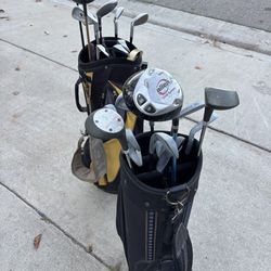 Golf clubs with bags right handed